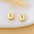 DIY 18K gold plated copper U-shaped bead accessories for jewelry making on stone - Gold Letter U