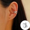 Ασημένιο σκουλαρίκι ear cuff διπλό Χ με ζιργκόν για αυτιά χωρίς τρύπα - Ασημί (8519)