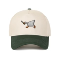 Detail of goose with knife embroidery on a two-tone cream and green baseball cap - Off-white/Army Green