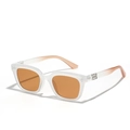 Retro cat-eye sunglasses with translucent white frames and vibrant orange lenses - Jelly White