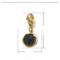 Detailed size parameters for gold stainless steel sun pendant with black natural stone - Small Round-Black Stone