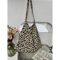 Classic leopard print canvas tote bag with wide shoulder straps in a minimalist lifestyle setting - Classic Leopard(20#)