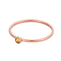 Minimalist 18K rose gold plated ring with a single round yellow zircon stone accent - US 5 / Yellow - Rose Gold Band