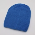 Gorro de punto azul Klein minimalista con textura de mohair suave y estilo de punto acanalado - Talla única / Azul