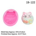 Pink silicone cat mold for DIY soap and plaster with wave and goldfish patterns - Style 2# Cat Goldfish / Pink