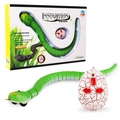 Green electronic rattlesnake toy with egg-shaped remote control and charging cable - Remote Control Rattlesnake - Green