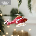 Sparkly red helicopter Christmas tree ornament with silver glitter rotors and gold string - Red Helicopter Style