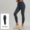 Leggings de yoga sans couture gris fusil à taille haute avec contrôle du ventre pour femme - S / Métal canon