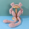Pink plush earmuffs for children featuring cute bear ears and long scarf function - One Size / Bear-Dusty Pink