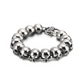 Poliertes Edelstahl Totenkopf Armband in Silber mit graviertem Kreuz Federverschluss - Mittlerer Totenkopf Kreuzverschluss-Stil (KB120789-BD) / Breite 18mm/Gewicht 85g