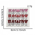 Pink and red Howdy embroidered patch with gradient sunset letters and size measurements - Style 4# HOWDY HOWDY HOWDY