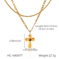 Details van gouden dubbele Figaro-ketting met kruishanger en edelsteen inleg - Dubbellaagse Gouden Kruis Ketting (HC-N40477)