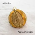 Golden 8cm Christmas ball ornament with glitter sequins and bead chain decoration - Golden Beaded String Ball