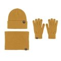 Set invernale berretto sciarpa e guanti in maglia giallo zenzero fodera in pile - Set base da 3 pezzi / Set giallo da 3 pezzi