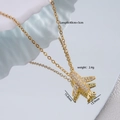 Elegante collar con colgante de avión en oro de 18K con diamantes y reflejo de espejo - Avión Oro 074