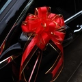 Red oversized decorative bow with gold edges on a black car rearview mirror for weddings - Ink Gold Edge Red 10Pcs/Pack