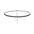 Adjustable S925 sterling silver tennis bracelet with 2mm black cubic zirconia stones - Platinum 2mm Black Zirconia (16.5+5cm)