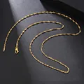 Close-up of gold-plated stainless steel water wave chain with a secure lobster clasp - Water Wave Singapore Chain (14) / Gold