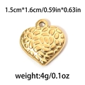 Golden 304 stainless steel heart pendant with pebble texture and 1.5cm dimension - TP0763-Gold-1.5x1.6cm