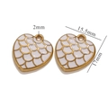 Golden titanium steel heart pendant with white enamel dragon scale texture 17mm - Gold White Fish Scale Heart