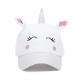 Kids unicorn baseball cap in white with silver glitter brim and 3D ears - Silver Unicorn Face