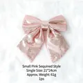 Pink sequined Christmas bow ornament, 21x24cm festive tree topper decoration - Sequin Pearl Pink Bow