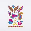 Fluorescent butterfly and rose temporary tattoo sticker sheet with 21x14.5cm dimensions - Fluorescent OHB-011