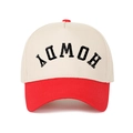 Retro two-tone baseball cap in beige and red with HOWDY embroidery on the front - Beige/Red