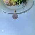 Pendentif goutte avec pierre rose et double contour de zircons sur monture dorée - Pendentif Seul (Sans Chaîne) / Goutte d'eau Rose Glacé