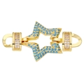 Golden hexagon star connector with blue stones and clear zircon for jewelry making - Style-19 (Gold Blue Gem Hollow Star)