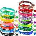 Adjustable colorful pet collars with paw prints and bells for small dogs and cats - JY Paw Print / Multicolor