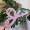 Pink translucent bow-shaped hair claw clip with gold spring for women hair styling - Jelly Pink