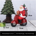 Resin Santa Claus on red motorcycle with bear and Christmas tree figurine ornament - Motorcycle Santa