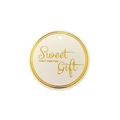 Etichetta regalo rotonda beige con stampa dorata Sweet Gift e Only For You lusso - Sweet Gift Tondo