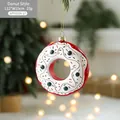 Addobbo natalizio a forma di ciambella rossa e bianca per decorazione albero di Natale - Stile Ciambella Rossa e Bianca