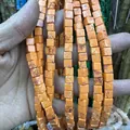 Perles cubes en pierre naturelle orange pour bijoux DIY avec texture marbrée unique - 4x4mm (Environ 38cm Fil) / Pierre Impériale Orange