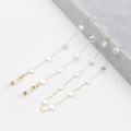 Elegant gold chain with irregular pearls for glasses or masks featuring secure lobster clasps - Flat Round Baroque Pearl