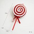 Red and white sequined lollipop Christmas ornament with velvet bow and white pom-pom trim - 24-Lollipop Small