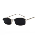 Gafas de sol retro cuadradas con montura metálica plateada y cristales negros de moda - Montura Plateada Lente Gris