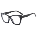 Retro cat-eye black frame sunglasses featuring blue light blocking lenses in 45-degree view - Anti-Blue Light Plain Lens / Black Frame