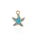 Ciondolo a stella marina blu con lega dorata e smalto glitterato per gioielli fai da te - Stella marina