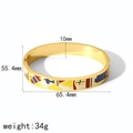 18k gold plated enamel bangle with 10mm width and 55.4mm x 65.4mm inner diameter dimensions - Colorful Abstract Pattern (TB7106-4) / 18K Gold