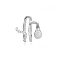 Macro shot of silver snake-shaped earring with S925 hallmark and sparkling cubic zirconia - 8 (Silver Snake CZ) / Single Piece
