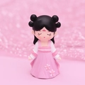 Ancient style resin girl figurine in pink Hanfu with cherry blossom details - 4.5x4x6.5cm / 1003-3D Small Pink