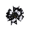 Halloween black bow hair clip with white ghosts, 'Boo' text and resin castle center - Black Ghost Castle Style