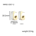 U-shaped gold and white enamel geometric earrings in 18K gold plated stainless steel - White (NMSE-C857-2)