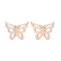 Elegant rose gold hollow butterfly stud earrings in minimalist stainless steel design - Style 263 / Rose Gold