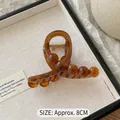 Eleganter 8cm Bernstein-Haarclip aus Harz mit Perlenkante für Damen-Haarschmuck - Karamell Perlen Haarklammer