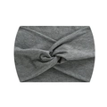 Elastic wide yoga headband in dark grey knit fabric with a stylish twisted knot design - Dark Heather Grey