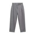 Graue Damen Freizeithose mit hoher Taille und festem Umschlag in der flachen Frontansicht - XS / Graue Hose